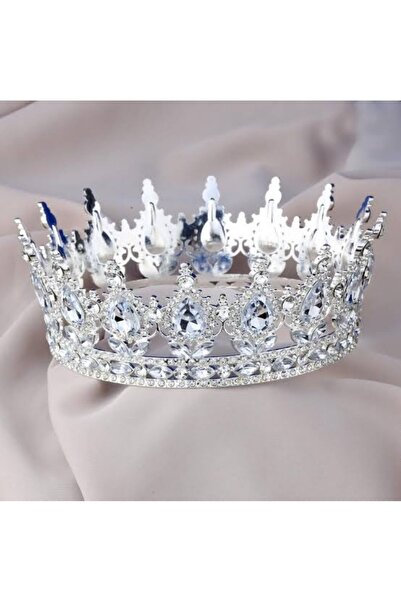 Bkmc Корона за торта, изцяло сребърна метална 12x12 см, корона за рожден ден,...