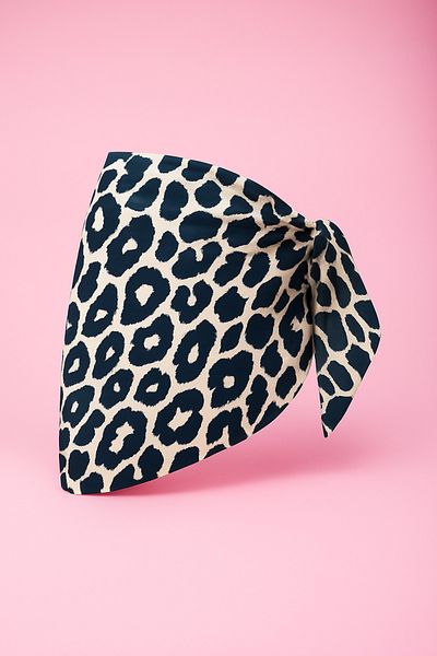 pistore Γυναικείο φόρεμα παραλίας Navy Blue Cream Leopard Print Short Pareo Satin Νέα σεζόν