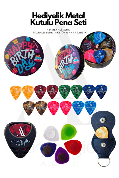 arpeggio ARTE Hediyelik Pena Seti | Metal Kutu | 14 Renkli Pena • 5 Damla Pena • Pena Şarjörü & Taşıma Çantası