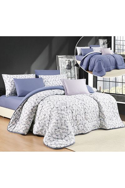 HOURS Horse Macrofiber Comforter Set, 4 Pieces, Double-Sided, with an Elegant Pattern, EVINA-09
