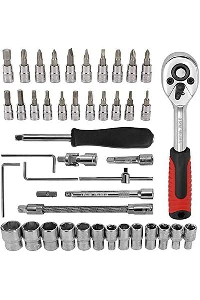 Stanley 46pcs/set Socket Ratchet Torque Wrench Extension Bar Drill Bits Automobiles Repair Tools Kit Multifu
