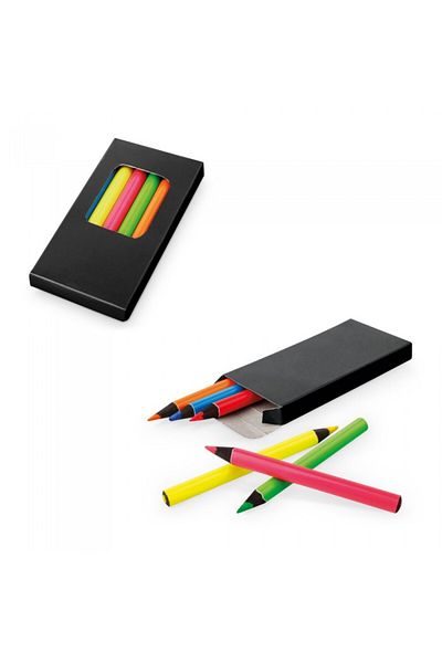 dalimag Cutie cu 6 mici creioane fluorescente de colorat din lemn