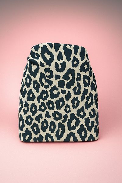pistore Γυναικείο φόρεμα παραλίας Navy Blue Cream Leopard Print Short Pareo Satin Νέα σεζόν