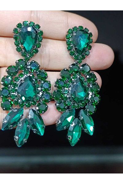 Zanora Red Crystal Stone Henna Wedding Bridal Earring1