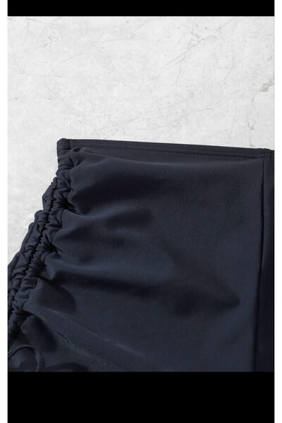 sayina Γυναικείο μαύρο σορτς πισίνας-θάλασσας με συρμένα πλαϊνά κάτω μέρος μπικίνι