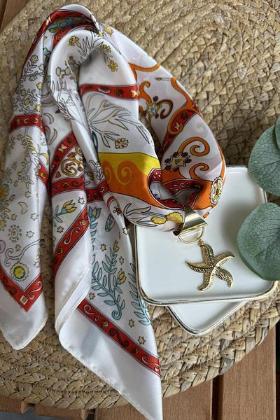My Joyas Design Patterned Scarf Starfish Charm Necklace 110cm