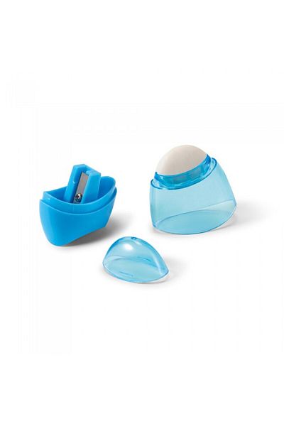 dalimag Ascutitoare creioane, 2 in 1, guma de sters, rezervor transparent, 41 x 60 x 23 mm, Turcoaz