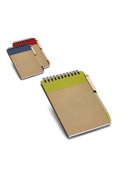dalimag Pocket notepad with spiral and 120 plain pages, pen holder