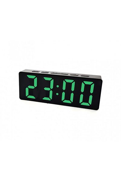 dalimag Ceas De Birou, Tip Masa, Afisare Temperatura, Alarma, Alimentare USB, Cu Led Verde, 16 X 6 Cm