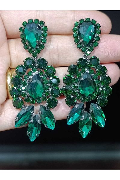 Zanora Red Crystal Stone Henna Wedding Bridal Earring1
