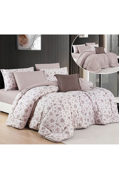 HOURS Horse Macrofiber Comforter Set, 4 Pieces, Double-Sided, with an Elegant Pattern, EVINA-11