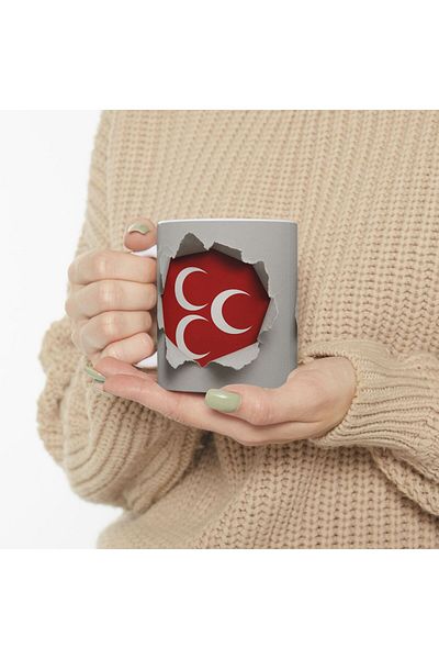 sıradışıhediyem Üç Crescent Mug Cup White Wolf Mug Cup Gift for Friend Gift for Lover 3 D Looking Mug