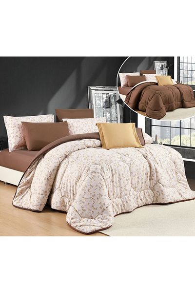 HOURS Horse Macrofiber Comforter Set, 4 Pieces, Double-Sided, with an Elegant Pattern, EVINA-04