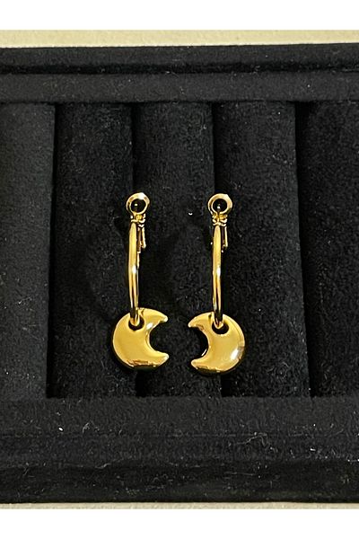 Rupen Kraft 316 L Surgical Steel Stainless Tarnish Free Moon Model Hoop Steel Earring