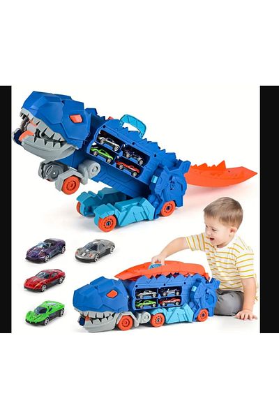 miniarpturkiye Wonderful Dinosaur Transformer Truck Play Set with Cars Garage Play Set Dinosaur Truck