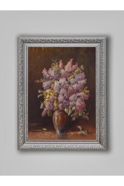 WoodyArts Mor Salkım - Gri Eskitme Çerçeve