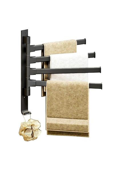 Bogadini Suport pentru prosoape, 4 brațe reglabile, negru, 31,5x30cm