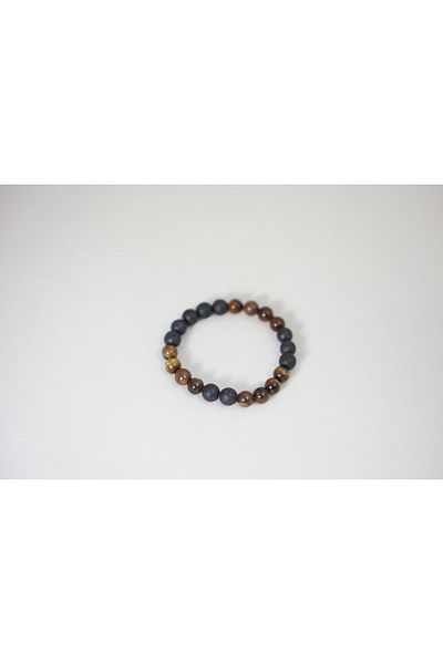 Efulim Hediyelik Success Bracelet, Lava Stone & Tiger's Eye Combination Bracelet, Handmade Unisex Natural Stone Jewelry