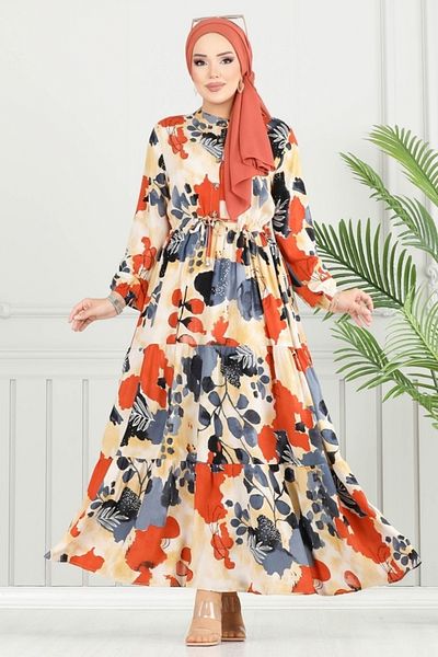 ModaMerve Beli Tunnell Hijab Dress 7124Bgs895-M Anthracite