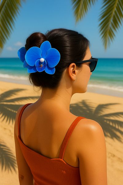 PREGIO Aloha Orchid Flower Summer Beach-Dress Combination Latch Hair Clip
