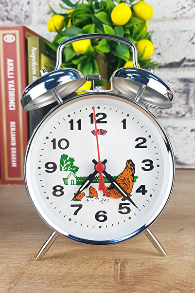 HALL BREATHE Yem Yiyen Tavuk Temalı Retro Kurmalı Büyük Dekor Masası Saati