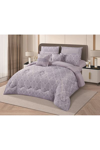 HOURS Horse Macrofiber Comforter Set, 4 Pieces, Double-Sided, Embroidered with a Classy Pattern, Cornelia-006
