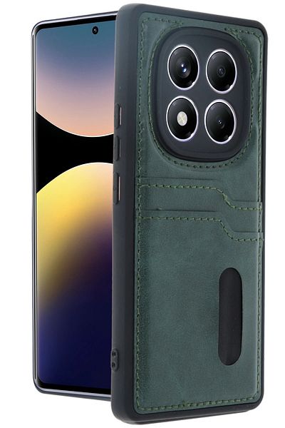 CepteToptan حافظة هاتف Xiaomi Redmi Note 14 Pro 4G حافظة جلدية مع بطاقة Sara - أخضر داكن - MKİ2024-9273