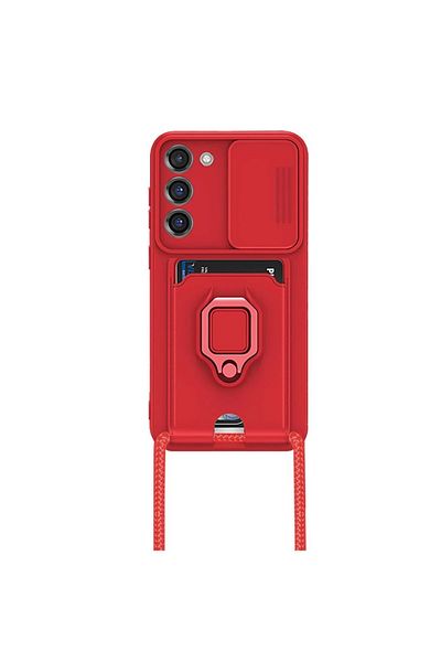CepteToptan سامسونج جالاكسي M34 5G حافظة زوما بطاقة عمل مع حلقة سيليكون - أحمر - MKİ2420-2990
