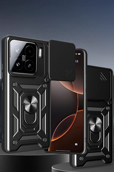 CepteToptan حافظة هاتف Xiaomi Mi 15 من السيليكون مع حلقة عدسة Pars - أسود - MKİ6666-2848