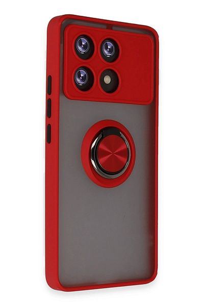 CepteToptan حافظة هاتف Xiaomi Poco X6 Pro من السيليكون مع حلقة مونتريال - أحمر - MKİ9243-1082