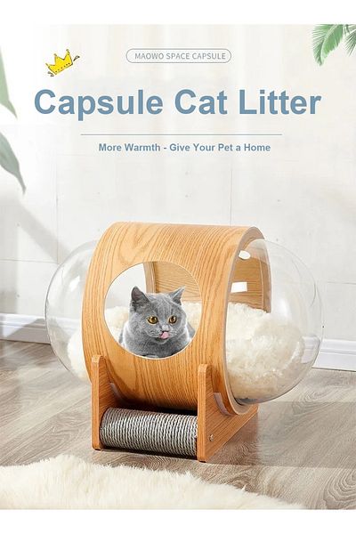 KidLe Capsule Cat House Double Side Cat Scratching Post Indoor