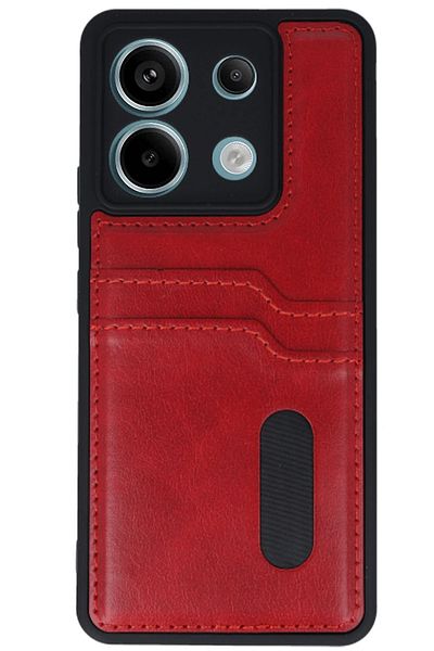 CepteToptan حافظة هاتف Xiaomi Redmi Note 13 Pro 5G حافظة جلدية مع بطاقة Sara - أحمر - MKİ4862-4106