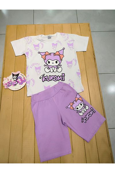Monkabox Kuromi T-Shirt Shorts Two-Piece Set (Set of Buckles Gift)