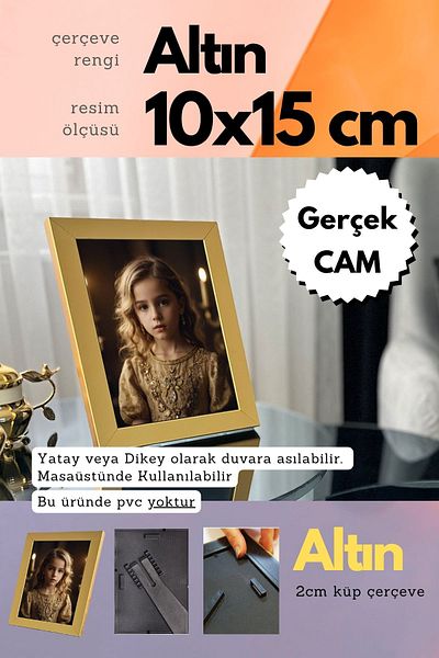 CreaWitch 20mm Frame Glazed 10X15 cm Photo Picture Frame Free Standing or Wall Hanging Horizontal-Vertical