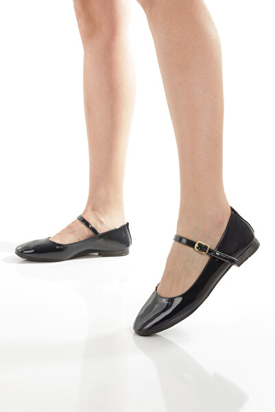 PAYZİN "EMMA" tamnoplava lakirana koža Baletanke Okrugli vrh sa zatvorenim ka...