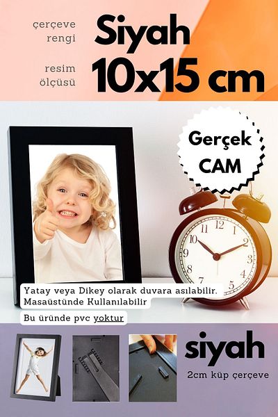 CreaWitch 20mm Frame Glazed 10X15 cm Photo Picture Frame Free Standing or Wall Hanging Horizontal-Vertical