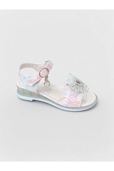 PATİK BEBE Girl's White Color Padded Sole Figured Stylish Evening Dress Sandals