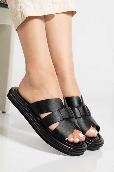 AYAKKABİSEPETİ WHITE GENUINE LEATHER WOMEN SLIPPERS