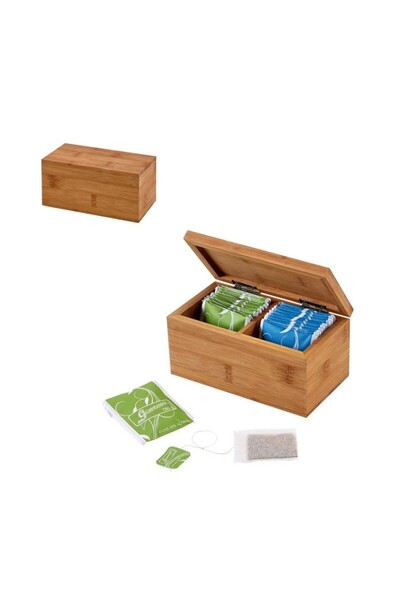 dalimag Cutie de ceai din bambus cu 2 compartimente si inchidere magnetica
