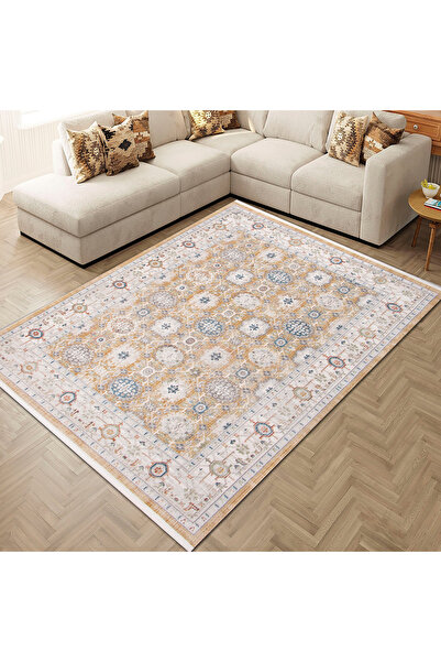 Casa Deluxe Home Vintage, Pamuk Dokuma,Saçaklı,Otantik,Yumuşak,Çok Renkli,Yazlık,Mutfak,Dört Mevsim.G0680A_Gold