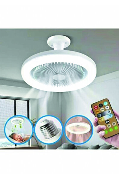 meltobe Or-Fs02 3 Işık Modlu 3 Fan Hızlı Kumandalı Pervaneli 50 Watt Led Fan Ampül