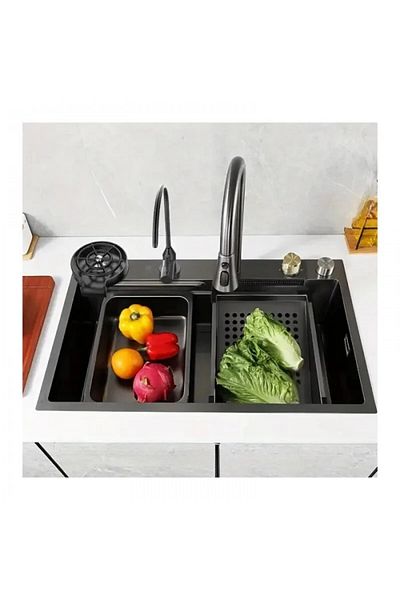 dalimag Set Chiuveta Bucatarie cu Baterie cu Dus Extractibil si Accesorii, Multifunctionala din Inox