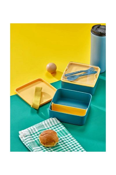 Leony Square 2 Tier Lunch Box Diet Student School Workplace Lunch Box