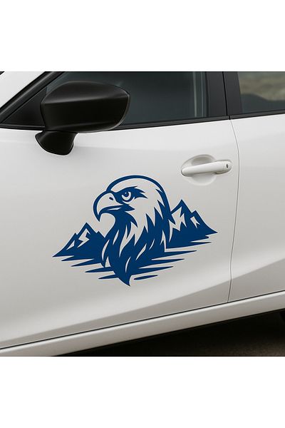 arduçlazer Autocolant pentru vehicule cu tematică Eagle și Munte – Albastru Parlament – Potrivit pentru ușă dreapta și stânga 35x25 cm