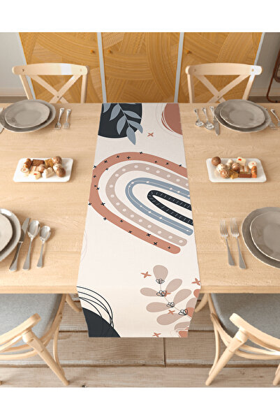 GREENDECOR مفرش طاولة مزخرف مطبوع رقميًا بتصميم بوهيمي منقوش على شكل ورقة شجر...