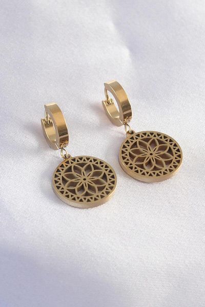 AfraBeauty 316L Steel Gold Lotus Women's Earrings