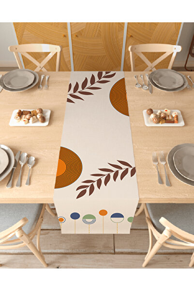 GREENDECOR مفرش طاولة مزخرف مطبوع رقميًا بتصميم بوهيمي منقوش على شكل ورقة شجر...