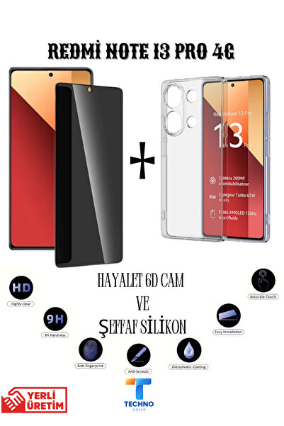 foxpower Redmi Note 13 Pro 4G Hayalet Ekran Koruyucu ve Şeffaf Kılıf 2li Avan...