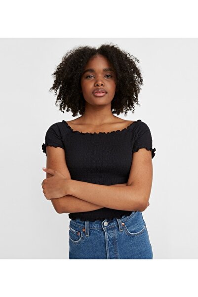 Levi's بلوزة غام دروب سوداء للنساء