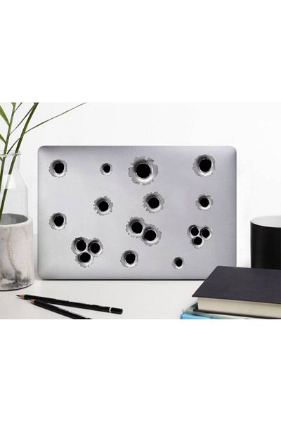 hediyenebak Bullet Hole Look Vehicle, Car, Auto, Laptop, Bathroom, Toilet Seat, Glass Sticker 15X20 cm